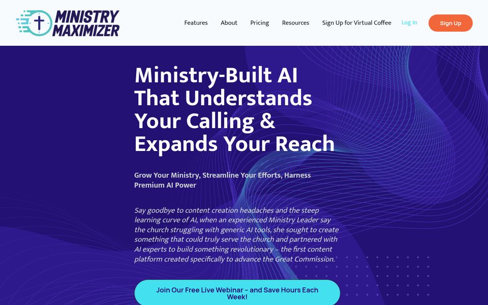 Ministry Maximizer — live product site built by Kalre